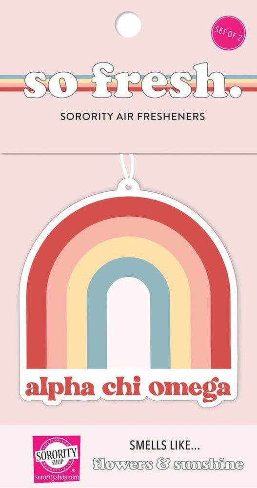 Alpha Chi Omega Rainbow Retro Air Freshener Flowers & Sunshine Scent Alpha Chi Omega Rainbow Retro Air Freshener - Flowers & Sunshine Scent