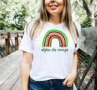 Printify Alpha Chi Omega Rainbow Tees Alpha Chi Omega Rainbow Tees