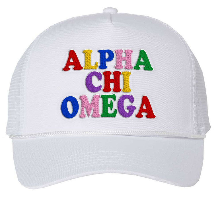 Alpha Chi Omega Rainbow Trucker Hat Alpha Chi Omega Rainbow Trucker Hat