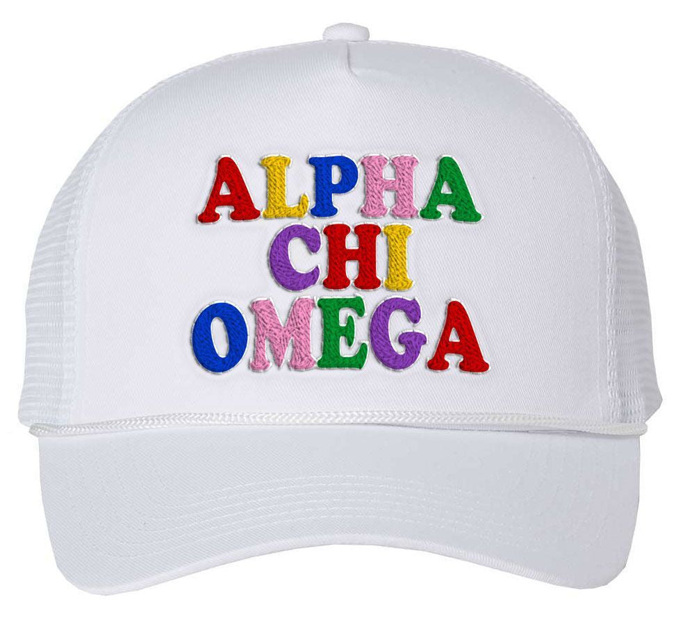 Alpha Chi Omega Rainbow Trucker Hat Alpha Chi Omega Rainbow Trucker Hat