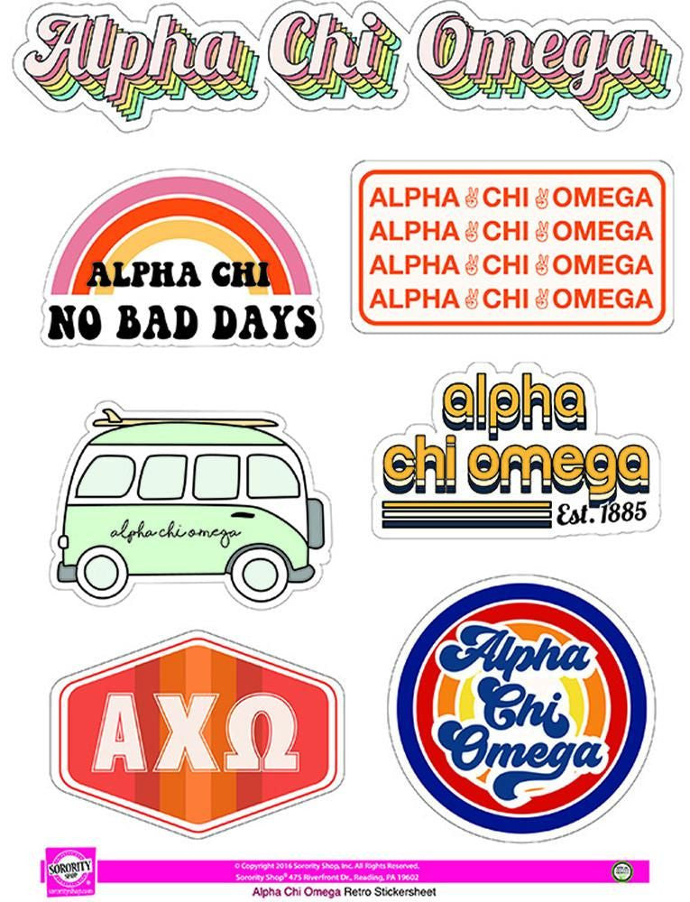 Alpha Chi Omega Retro Sticker Sheet Alpha Chi Omega Retro Sticker Sheet