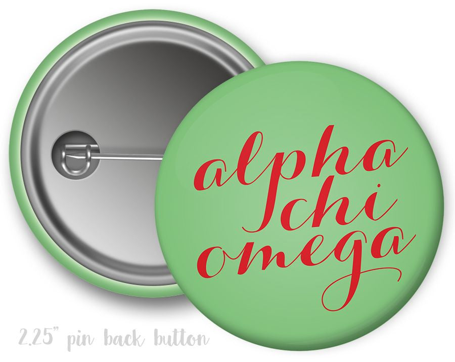 Alpha Chi Omega Script Button Alpha Chi Omega Cutie Button