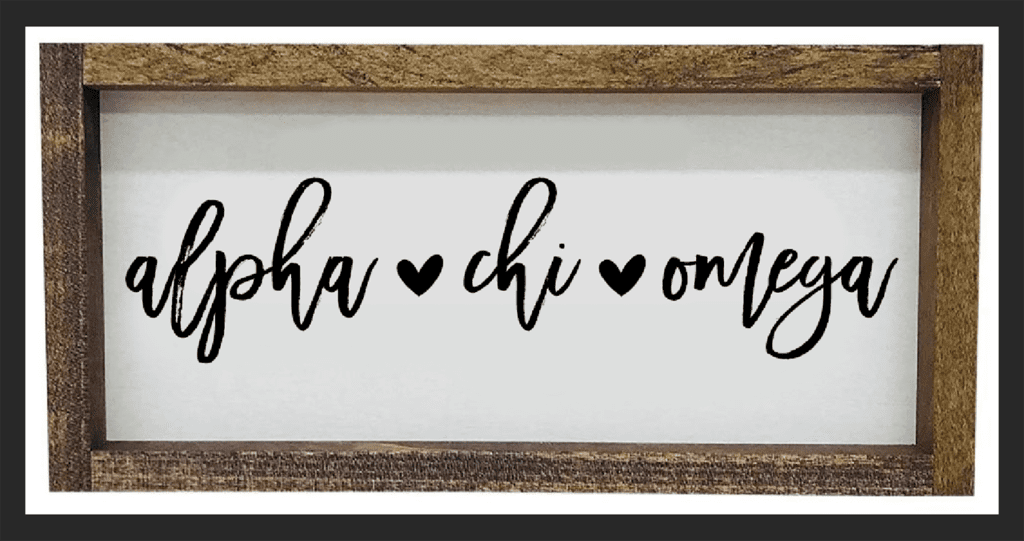 Alpha Chi Omega Script Wooden Signs Alpha Chi Omega Script Wooden Signs