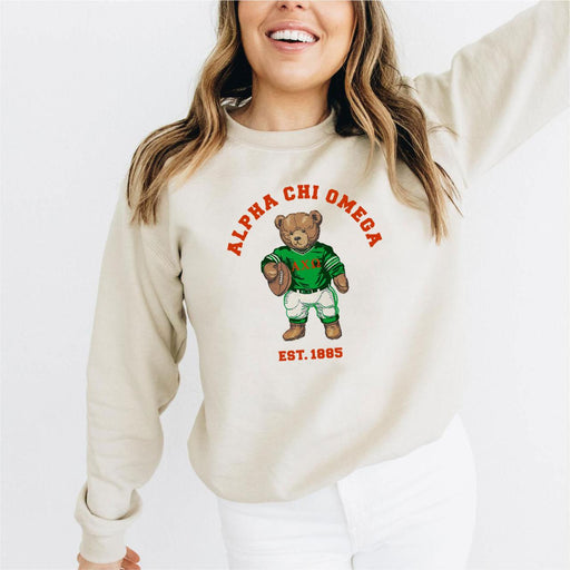 Clothing Alpha Chi Omega Teddy Bear Crewneck Sweatshirt