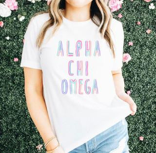 Printify Alpha Chi Omega Tinsel Tees Alpha Chi Omega Tinsel Tees
