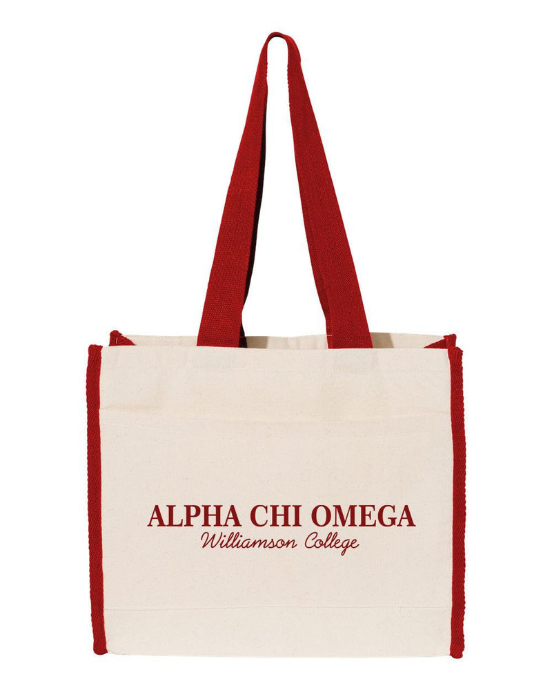 Alpha Chi Omega Tote With Contrast Color Handles Alpha Chi Omega Tote with Contrast-Color Handles