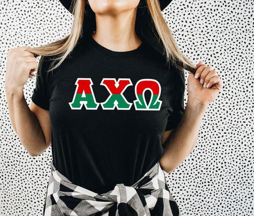 Alpha Chi Omega Alpha Chi Omega Two Toned Greek Lettered T-shirts