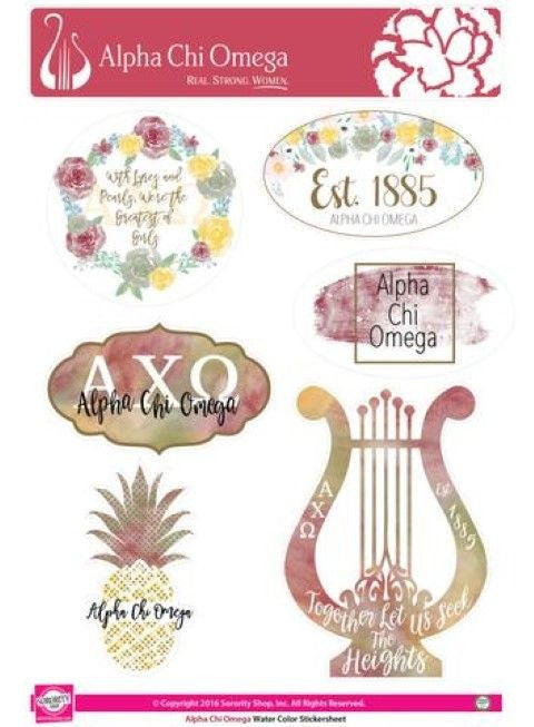 Alpha Chi Omega Water Color Stickers Alpha Chi Omega Water Color Stickers