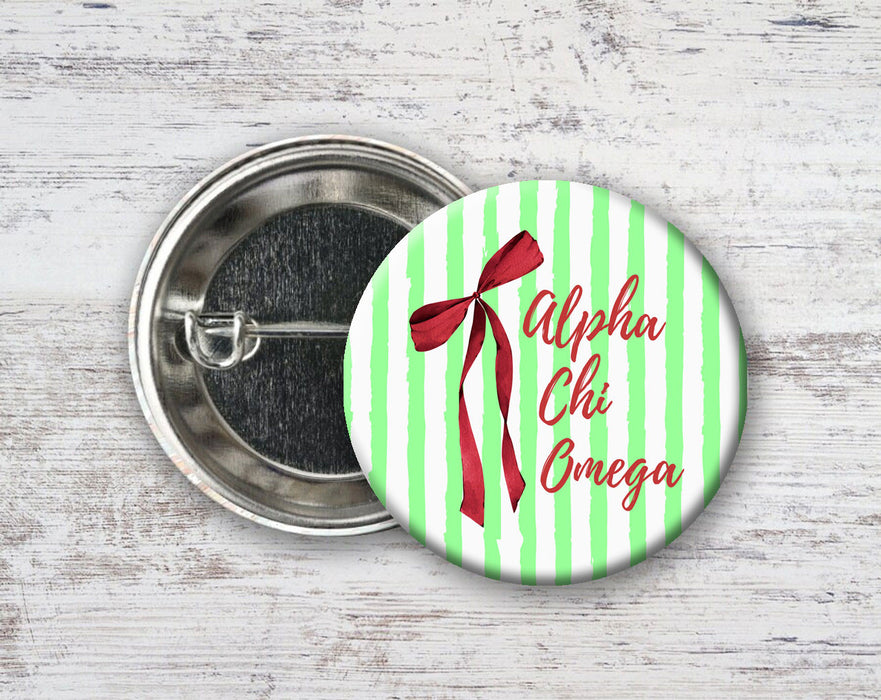 Alpha Chi Omega Stripes & Bows Pin Buttons Alpha Chi Omega Stripes & Bows Pin Buttons