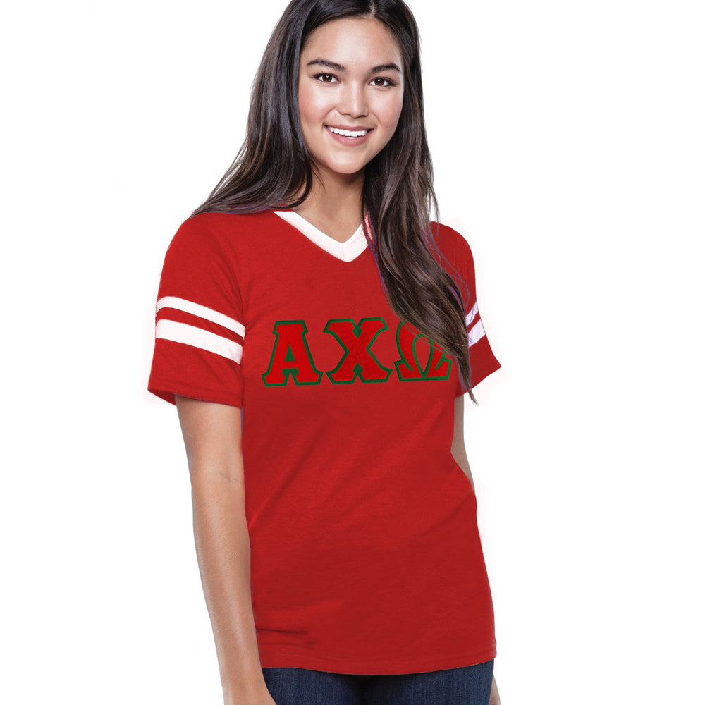 Discount Alpha Chi Omega Jersey With Greek Applique Letters DISCOUNT-Alpha Chi Omega Jersey With Greek Applique Letters
