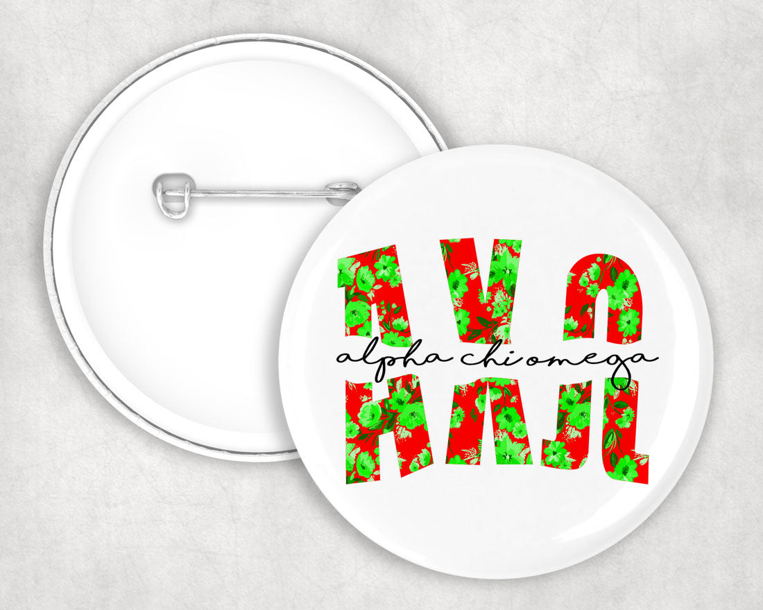 Alpha Chi Omega Big Floral Pin Buttons Alpha Chi Omega Big Floral Pin Buttons