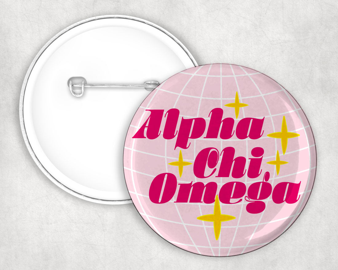 Alpha Chi Omega Disco Pin Buttons Alpha Chi Omega Disco Pin Buttons