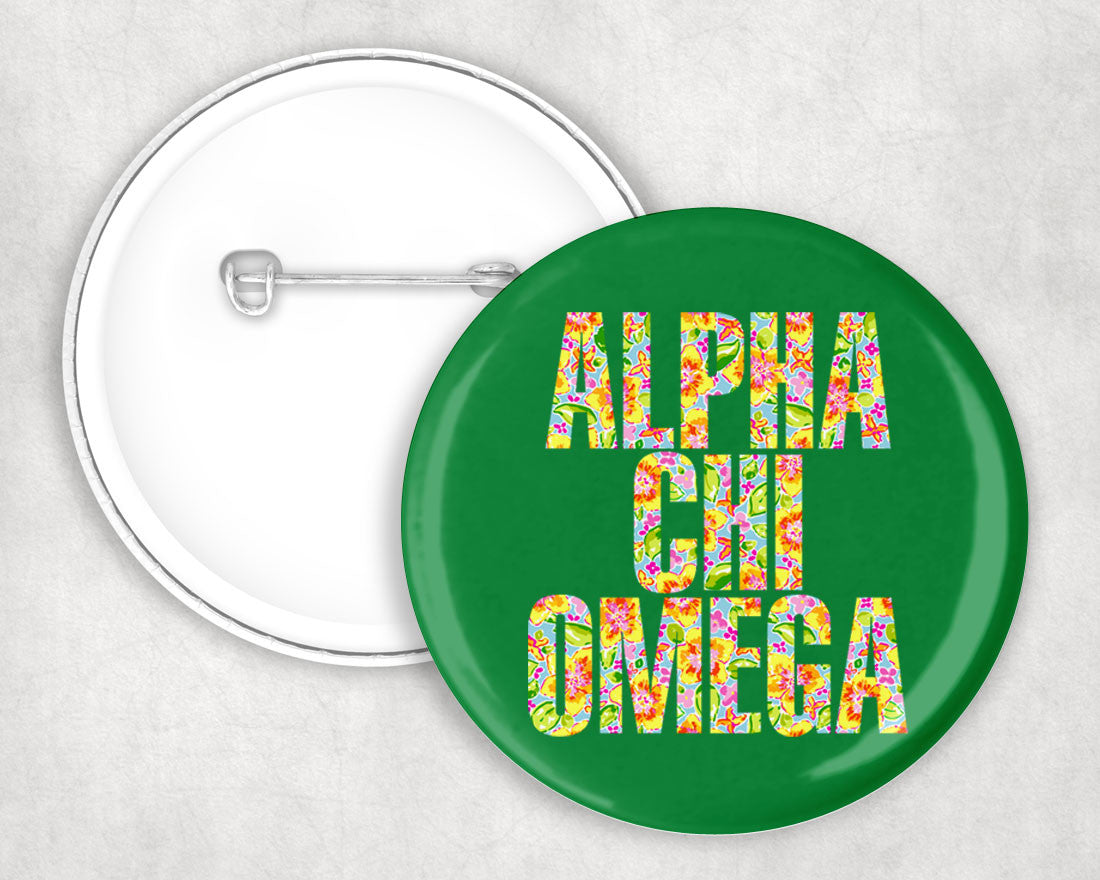 Alpha Chi Omega Floral Pin Buttons Alpha Chi Omega Floral Pin Buttons