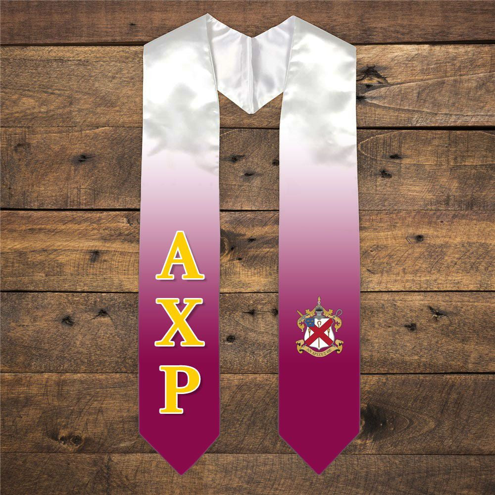 Alpha Chi Rho Extra Fancy Simple Greek Graduation Stole W Crest Alpha Chi Rho Extra Fancy Simple Greek Graduation Stole W Crest