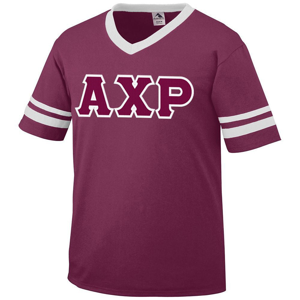 Discount Alpha Chi Rho Jersey With Greek Applique Letters DISCOUNT-Alpha Chi Rho Jersey With Greek Applique Letters