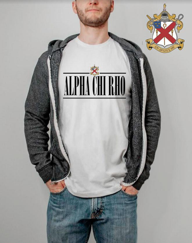 Printify Alpha Chi Rho Line Crest T Shirt Alpha Chi Rho Line Crest T-shirt