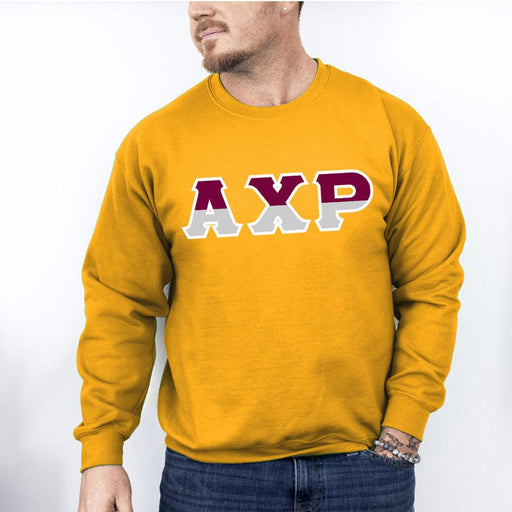 Clothing Alpha Chi Rho Two Toned Greek Lettered Crewneck Sweatshirts