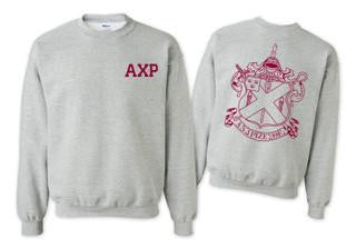 Printify Alpha Chi Rho World Famous Crest Shield Crewneck Sweatshirts Alpha Chi Rho World Famous Crest - Shield Crewneck Sweatshirts