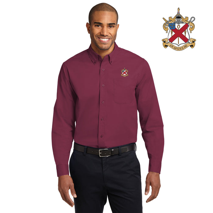 Discount Alpha Chi Rho Crest Shield Long Sleeve Oxford DISCOUNT-Alpha Chi Rho Crest - Shield Long Sleeve Oxford