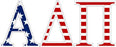 Alpha Delta Pi American Flag Greek Letter Sticker 2.5" Tall Alpha Delta Pi American Flag Greek Letter Sticker - 2.5