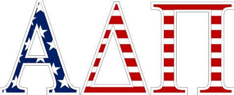 Alpha Delta Pi American Flag Greek Letter Sticker 2.5" Tall Alpha Delta Pi American Flag Greek Letter Sticker - 2.5