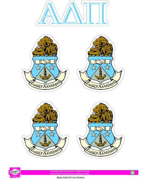 Stickers Decals Alpha Delta Pi Crest Sticker Sheet