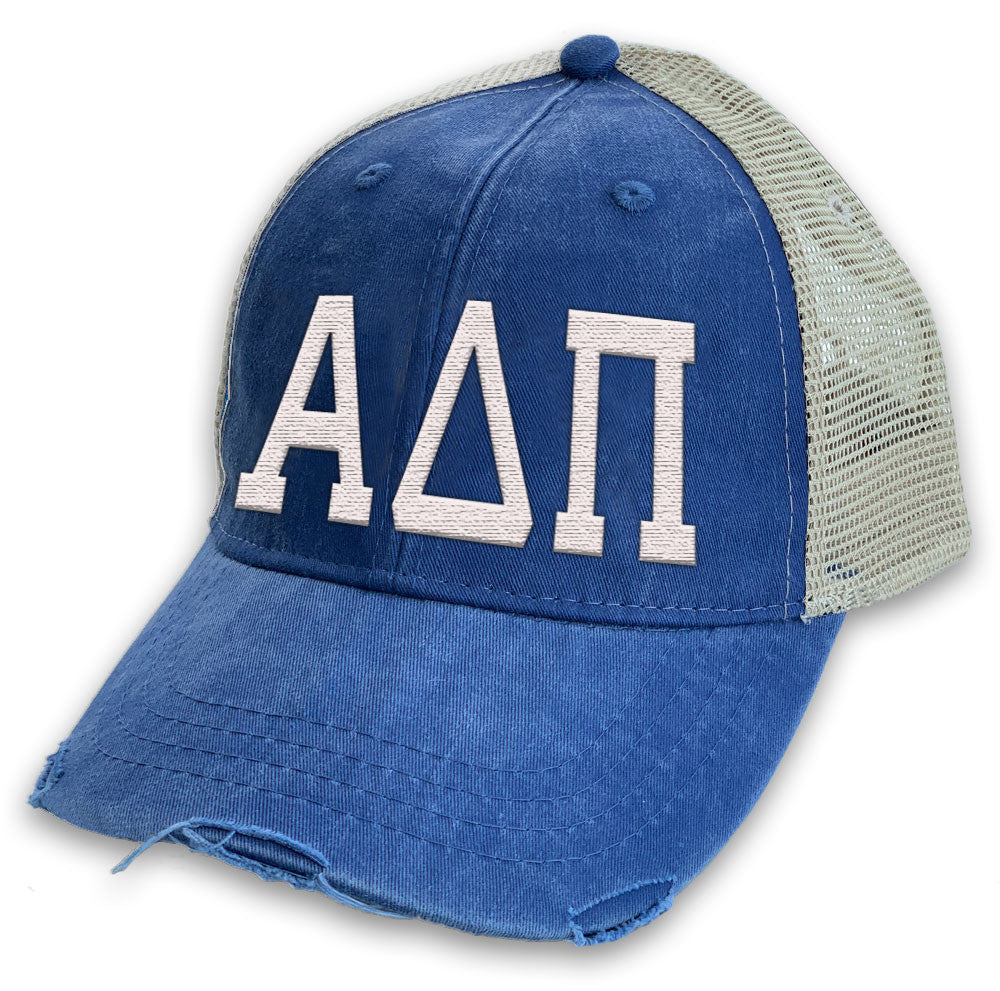 Alpha Delta Pi Distressed Trucker Hat Alpha Delta Pi Distressed Trucker Hat