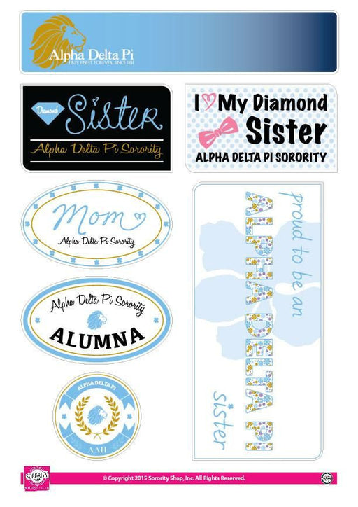 Stickers Decals Alpha Delta Pi Family Sticker Sheet