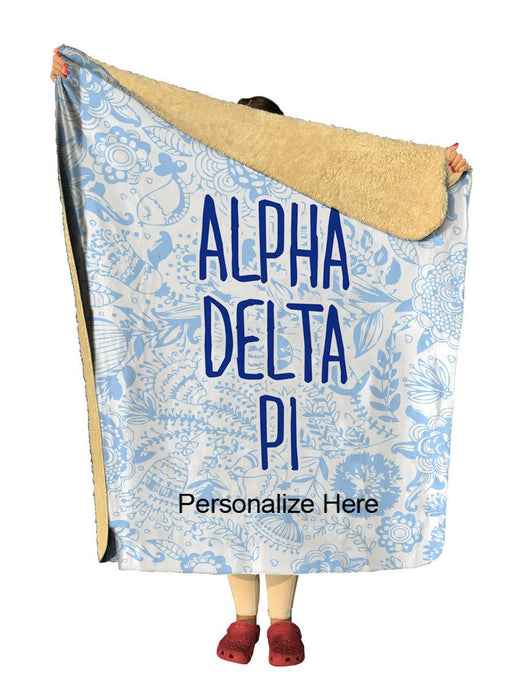 Alpha Delta Pi Floral Sherpa Lap Blanket Alpha Delta Pi Floral Sherpa Lap Blanket