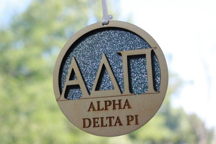 Alpha Delta Pi Laser Carved Greek Letter Ornament 3" Round Alpha Delta Pi Laser Carved Greek Letter Ornament - 3