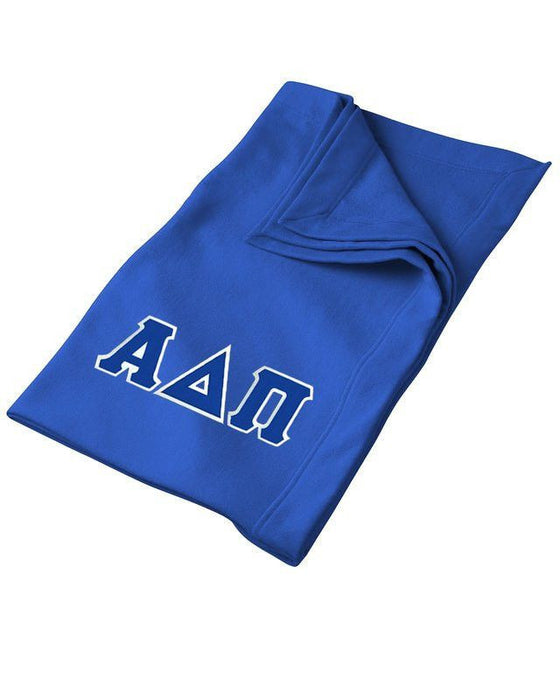 Discount Alpha Delta Pi Lettered Twill Sweatshirt Blanket DISCOUNT-Alpha Delta Pi Lettered Twill Sweatshirt Blanket