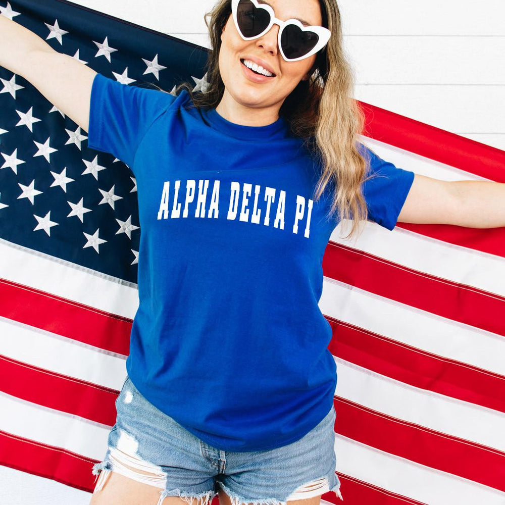 Alpha Delta Pi Letterman T Shirt Alpha Delta Pi Letterman T-Shirt