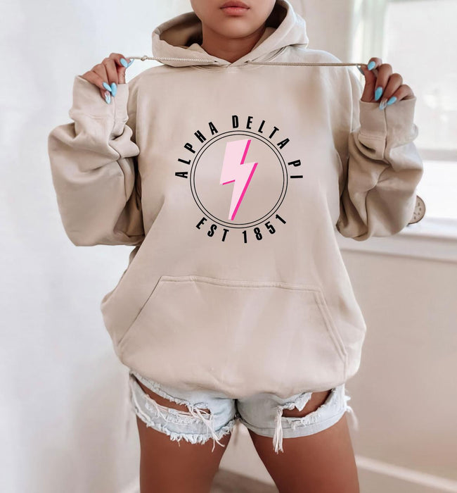 Alpha Delta Pi Lightning Greek Hoodie Alpha Delta Pi Lightning Greek Hoodie