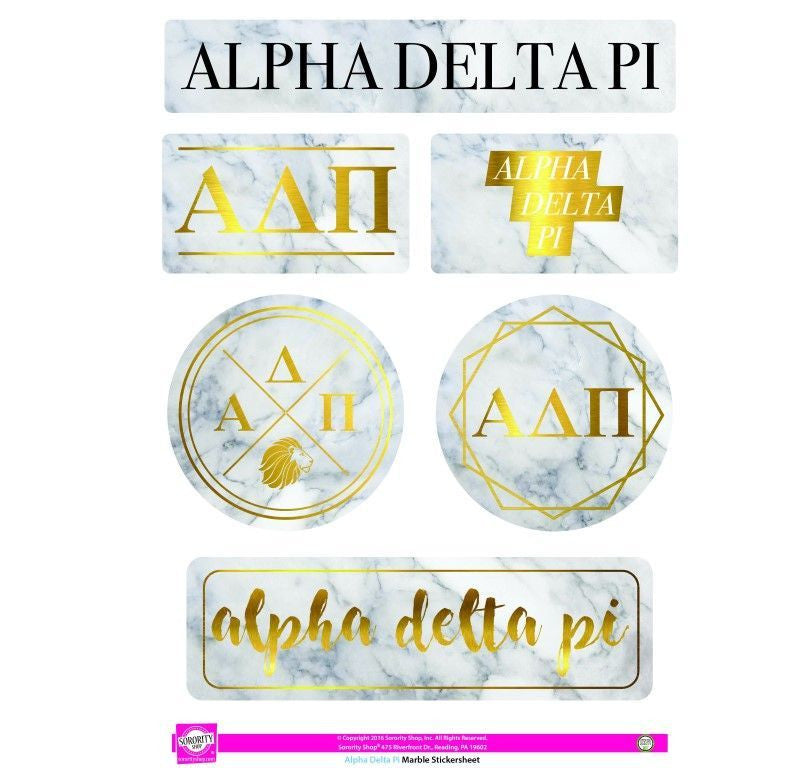 Alpha Delta Pi Marble Sticker Sheet Alpha Delta Pi Marble Sticker Sheet