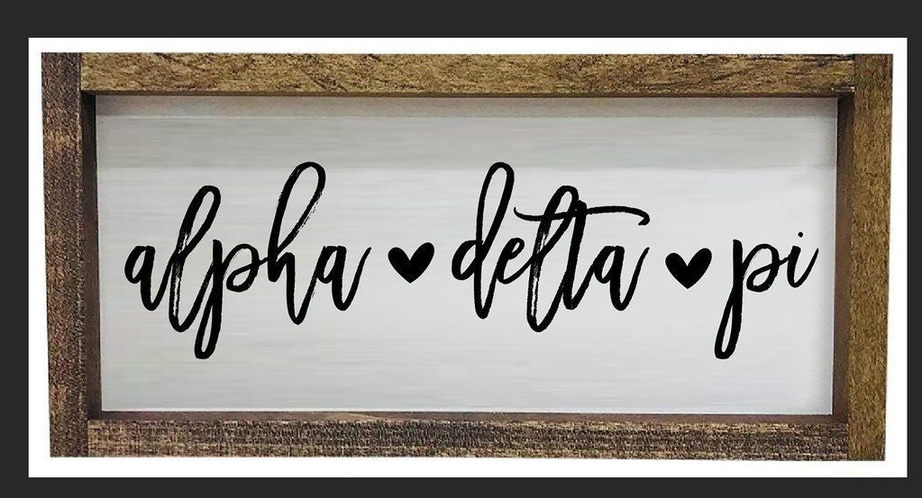 Alpha Delta Pi Script Wooden Signs Alpha Delta Pi Script Wooden Signs