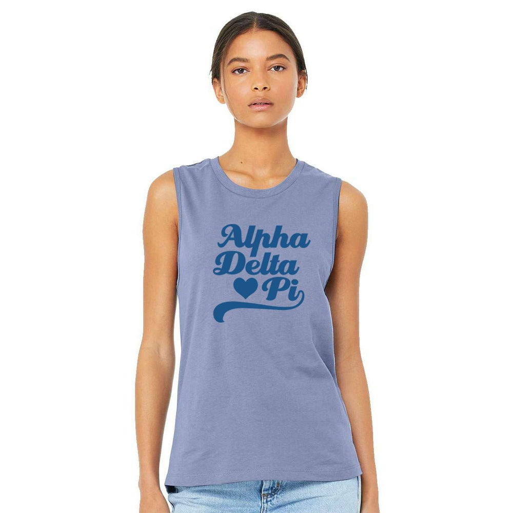 Printify Alpha Delta Pi Tail Heart Bella + Canvas Muscle Tank Alpha Delta Pi Tail Heart Bella + Canvas Muscle Tank