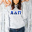 Printify Alpha Delta Pi Two Tone Lettered Hooded Sweatshirts Alpha Delta Pi Two Tone Lettered Hooded Sweatshirts
