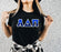 Alpha Delta Pi Two Toned Greek Lettered T Shirts Alpha Delta Pi Two Toned Greek Lettered T-shirts