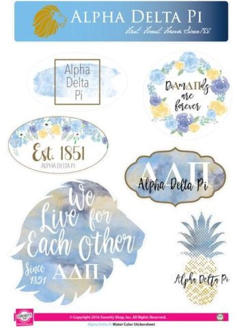 Stickers Decals Alpha Delta Pi Water Color Stickers