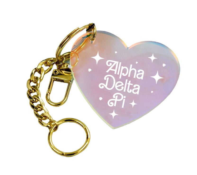 Alpha Delta Pi Iridescent Heart Keychain Alpha Delta Pi Iridescent Heart Keychain