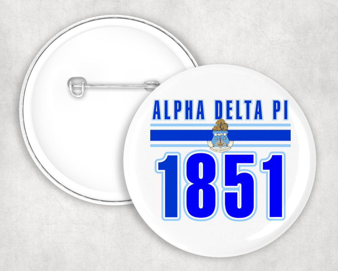 Alpha Delta Pi Stripe Est Pin Buttons Alpha Delta Pi Stripe Established Pin Buttons