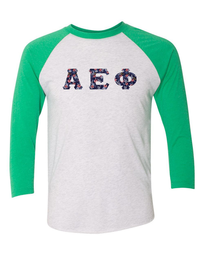 Alpha Epsilon Phi Unisex Tri Blend Three Quarter Sleeve Baseball Raglan Tee Alpha Epsilon Phi Unisex Tri-Blend Three-Quarter Sleeve Baseball Raglan Tee