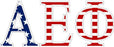 Alpha Epsilon Phi American Flag Greek Letter Sticker 2.5" Tall Alpha Epsilon Phi American Flag Greek Letter Sticker - 2.5
