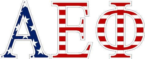 Alpha Epsilon Phi American Flag Greek Letter Sticker 2.5" Tall Alpha Epsilon Phi American Flag Greek Letter Sticker - 2.5