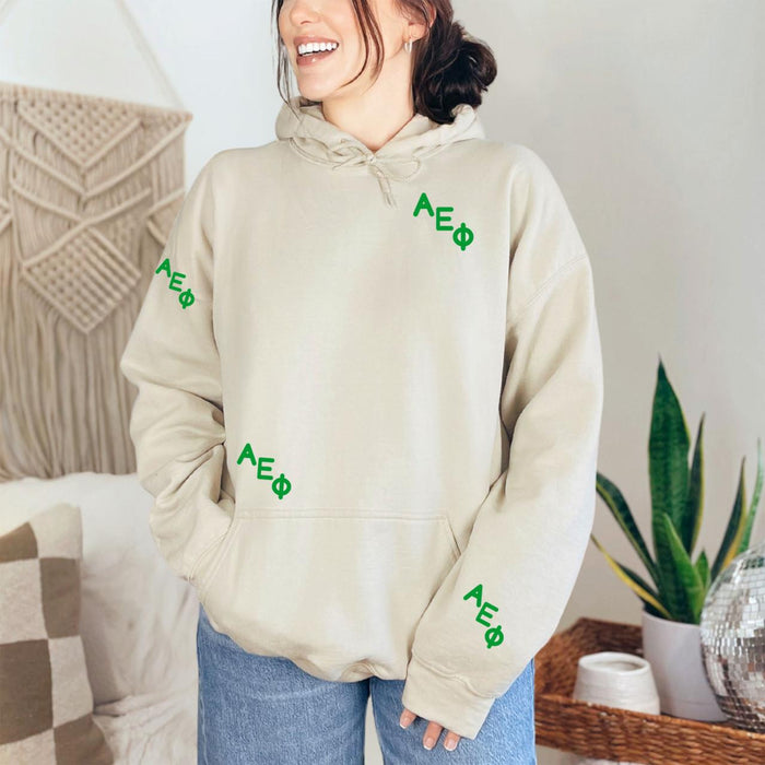 Alpha Epsilon Phi Embroidered Hooded Sweatshirt Alpha Epsilon Phi Embroidered Hooded Sweatshirt