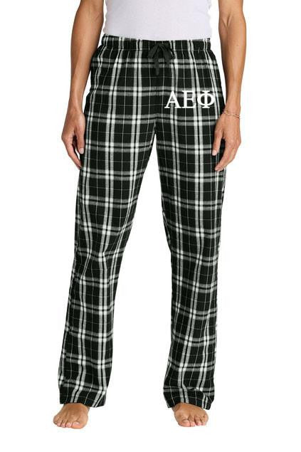 Alpha Pj Alpha Epsilon Phi Flannel Lettered Plaid PJ's — GreekU