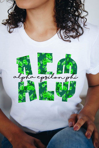 Clothing Alpha Epsilon Phi Floral Big Lettered T-Shirts