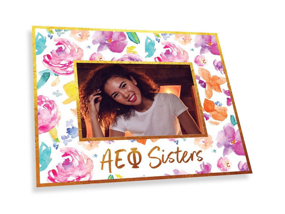 Alpha Epsilon Phi Gold Foil & Floral Painted Photo Frame Alpha Epsilon Phi Gold Foil & Floral Painted Photo Frame
