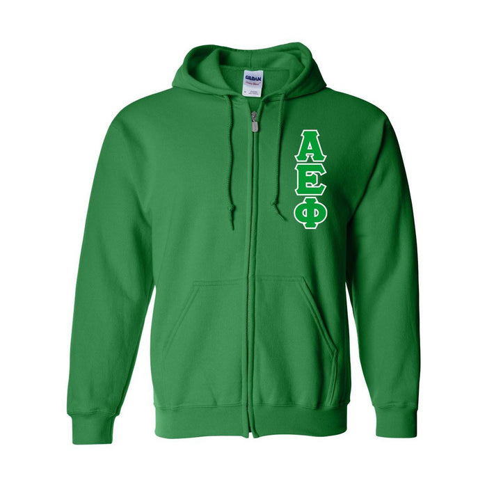 Alpha Epsilon Phi Heavy Full Zip Hoodie 3" Letters Alpha Epsilon Phi Heavy Full Zip Hoodie - 3