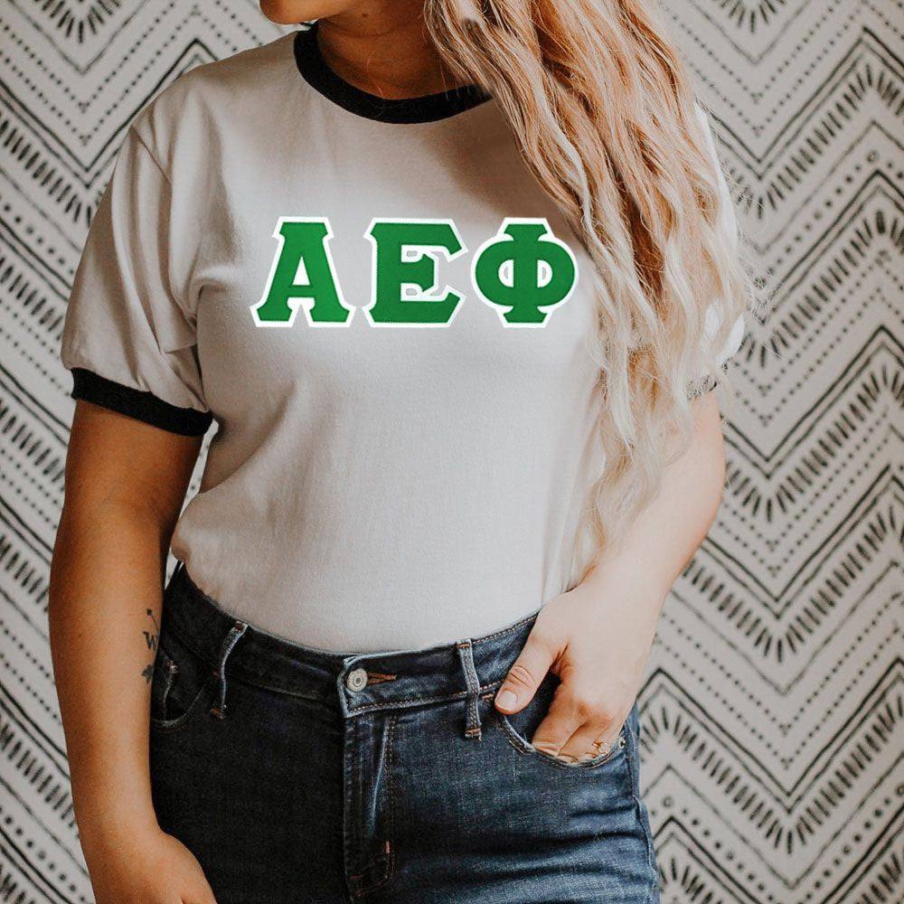 Discount Alpha Epsilon Phi Lettered Ringer Shirt DISCOUNT-Alpha Epsilon Phi Lettered Ringer Shirt